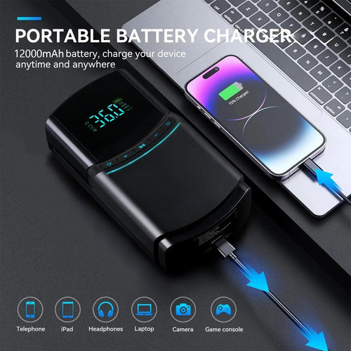 150 PSI Portable Tire Inflator & 3000A Car Jump Starter Power Bank – 12V Battery Booster with LED Flashlight & SOS Light